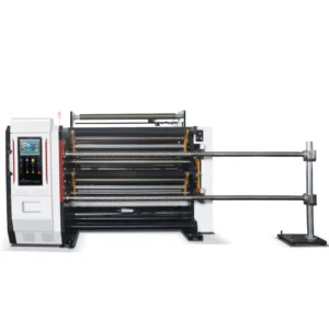 High Speed Laminated Paper Jumbo Roll Slitting Rewinding Machine With Gantry Frame Structure