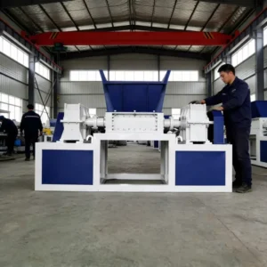 Industrial Double Shaft 45kW Multifunctional Plastic Recycling Shredder Stainless Steel Blades Gear Bearing 500 3000kg h
