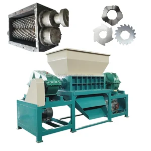 Industrial Twin-Shaft Waste Crusher Gear Engine 110kW Power for Scrap Appliances Metal Panels Plastic Drums Oversized Waste