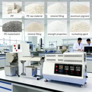 Integrated Lab Pelletizing System Twin Screw Extruder + Pelletizer for Direct Granule Production From Masterbatch PLA PP PE