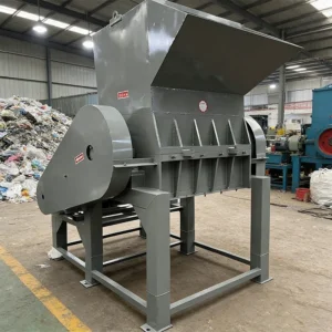 Integrated Plastic Shredder and Blower System Waste Plastic Bottles Films Fibers Rubber Crusher Machine
