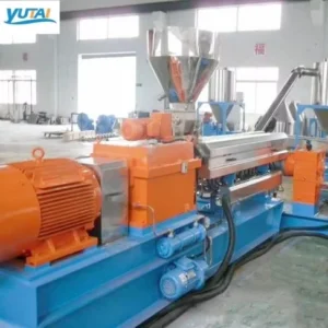Iron Powder Filling Pellet Granulator Production Line With Internal Mixing Twin Screw and Single Screw Hot Cutting