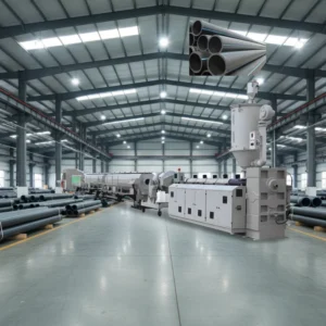 LDPE HDPE PE Pipe Production Line Twin Screw PLC Control Motor Engine High Power Customizable Dimensions Voltage Bearing