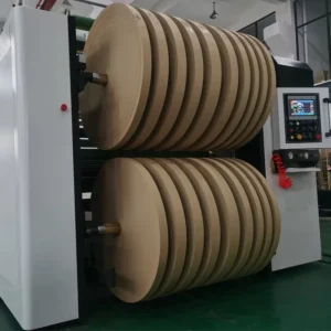 Laminated Foil Paper Roll Slitting Rewinding Machine with Automatic Meter Counting and Lifter for Unloading Function