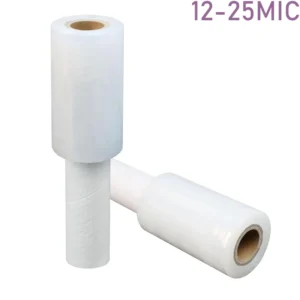 Manufacturer 23 Microns High Clarity 100% LLDPE Mini Cast Stretch Wrap Film Roll With Handle For Packing