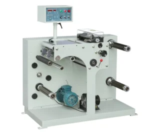 Narrow Width Coreless Self Adhesive Paper Label Stock and Foil Slitting Slitter Rewinder Machine with Turret Rewinding Rewinder