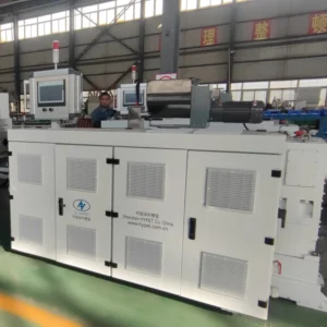 PVC Twin Screw Extruder Double Die Head Double Outlet Station Eco Friendly Cable Conduit and Pipe Production Line