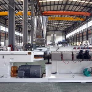 Parallel Twin Screw Extruder with Integral Reducer Counter Rotating PVC Pipe Granules Making Machine HYPS93/38 for Energy Saving
