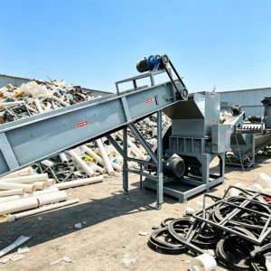 Plastic Shredder Scrap PVC Pipe Rubber Frame Recycling Adjustable Screen Mesh Dust Free Operation Injection Molding Plant
