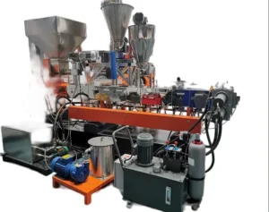 Plastic Twin Screw Masterbatch Granulating Machine PA Filler Pellets Making Machine Nylon Compoudning Pellets Extruder