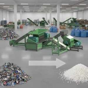 Plastic Waste Recycling Line with High Efficiency Shredder Machine