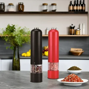 Portable Electric Plastic Salt Pepper Mill Self Choosing Color Spice Grinder with Light Kitchen Accessories Home Use Box Packing