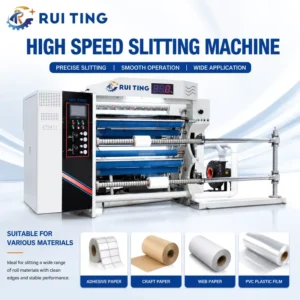 RTFQ1000 High Speed Model 500m/min Adhesive Paper Delam Relam Round Knife Cutter Slitting Rewind Machine