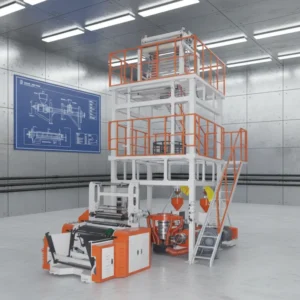 SJ55x2-1200H High Speed 2 Screw Extrusion ABA Type 3 Layer HDPE LDPE Film Blowing Machine
