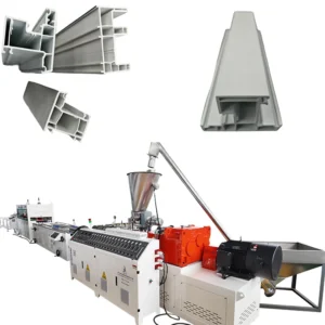 SJSZ65 132 Conical Intermeshing Twin Screw Extrusion Line for PVC PP PE Hollow Window & Door Profiles