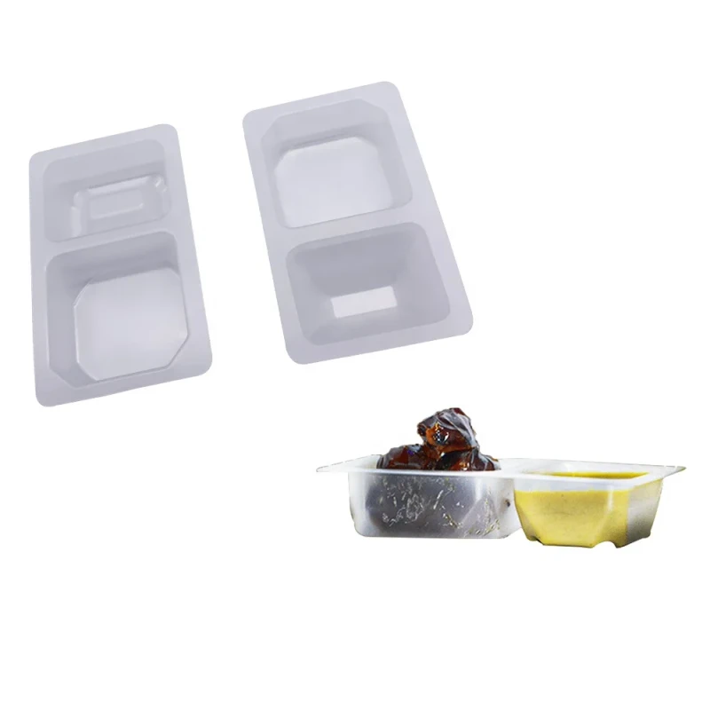 Sauce PP Tray Clamshell Thermoformed Plastic Blister Packaging for Milk Jelly and Sugar Eco-friendly Disposable Food Packaging