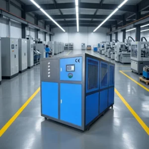 Shenfeng Industrial Air Cooled Water Chiller R 410A Refrigerant PLC Controlled Motor Pump Plastic Injection Molding Machine