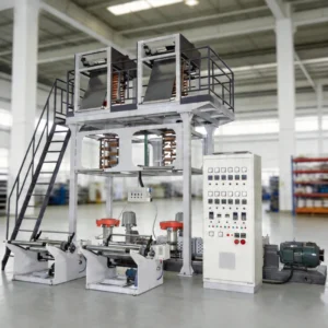 Single Screw Twin Die High Speed Polythene Blown Roll Film Extruder Automatic Biodegradable for LDPE HDPE