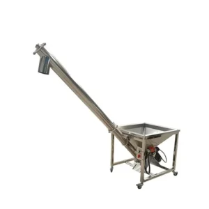 Spiral Feeding Elevator Inclined Spiral Screw Auger Conveyor Machine with Hopper for Chemical Powder