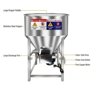 Stainless Steel Feed Mixer Wheat Seed Fertilizer Plastic Pellet Mixing Machine Livestock Equipment (large and Small)