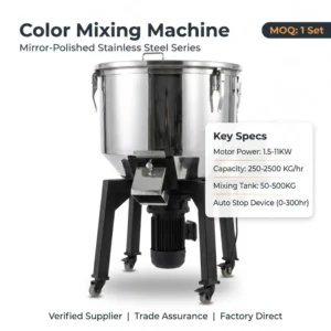Stainless Steel Vertical Color Mixer Uniform Mixing Automatic Stop Device Low Noise Plastic Blending Machine