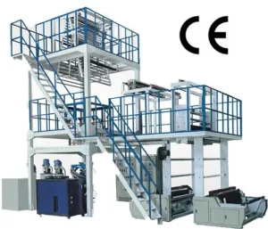 Three Layer ABC ABA Film Blowing Extruder Machine Automatic High Speed PE HDPE LDPE
