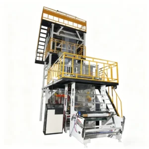 Three Layer Co extrusion Blown Film Machine for PE Plastic Packaging Courier Flat Bags Automatic Roll Changing Function