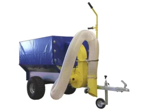 Tow Behind Leaf Blower Gas Powered High Capacity Bag Flexible Suction Hose Efficient Lawn Garden Residential Yard Debris Removal