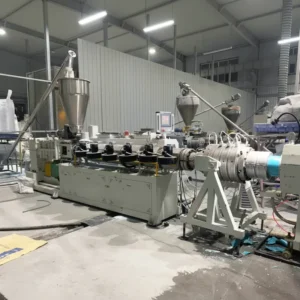 Twin Screw HDPE LDPE PE PP Pipe Production Line with Molds Calibrators and Long Service Life
