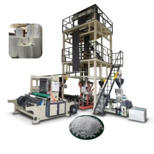 Two-layer PE LDPE HDPE ABA Vertical Traction Rotary Blown Film Extruder Machine 380V 1-120kg/h Output
