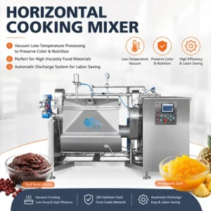 Vacuum Horizontal Cooking Mixer Machine for High Viscosity Food Processing Jam Paste Filling Sauce Mixing Equipment 300L 800L